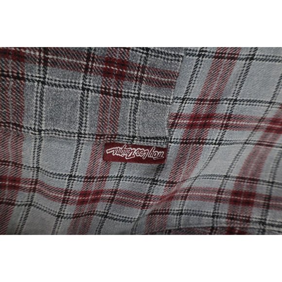 Troy Lee Designs Mens Medium Spell Out Baggy Fit Flannel Snap Button Shirt USA - Picture 5 of 9